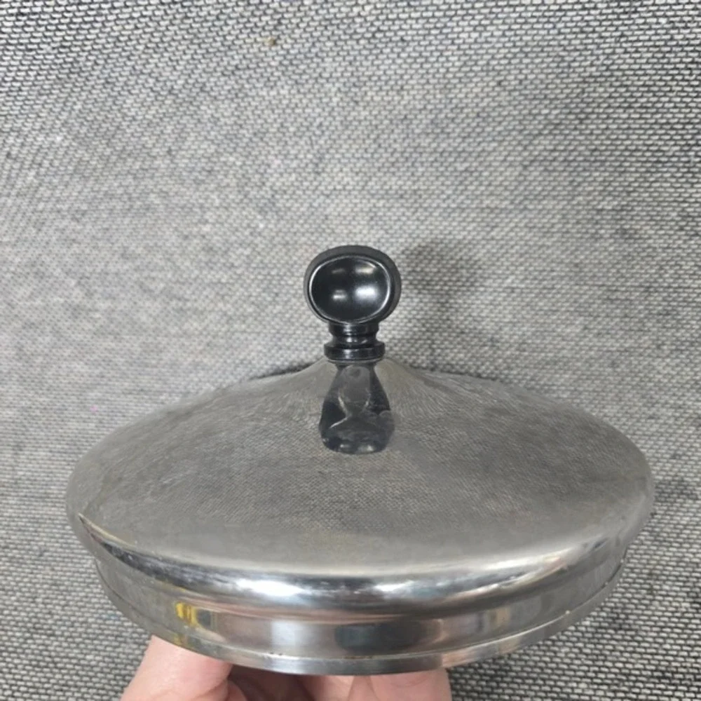 Vintage Stainless Steel High Dome Pot Lid Replacement Black Knob 6.25‎ Inch